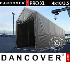 Tenda garage PRO XL 4x10x3,5x4,59m, PVC, Cinza