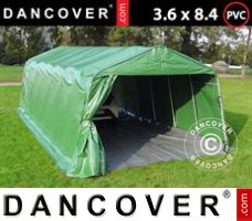 Tenda garage PRO 3,6x8,4x2,68m PVC, com lona chão, Verde/Cinza
