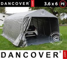 Tenda garage PRO 3,6x6x2,68m PE, com lona chão, Cinza