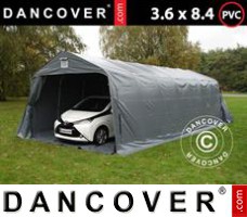 Tenda garage PRO 3,6x8,4x2,68m PVC, com lona chão, Cinza