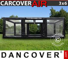Tenda garage Garagem insuflável 3x6m, PVC, Preto/Transparente c/ soprador de ar