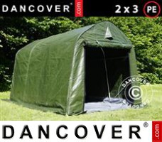 Tenda garage PRO 2x3x2m PE, com lona chão, Verde/Cinza