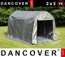Tenda garage PRO 2x3x2m PE, com lona chão, Cinza
